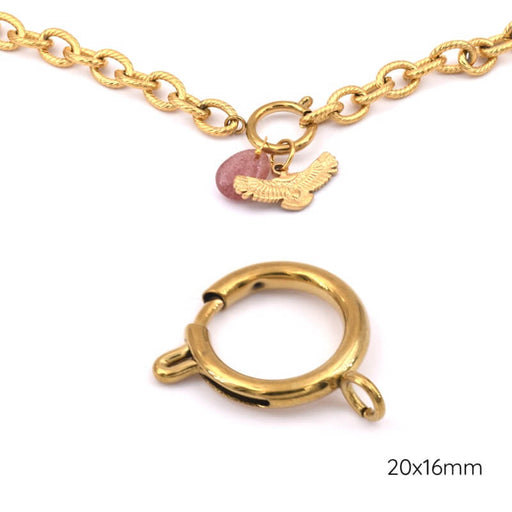 Buy Round claps golden stainless steel 20x16mm (1)