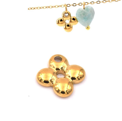 Buy Flower cross pendant 7.5mm Golden stainless steel - Hole: 1mm (1)