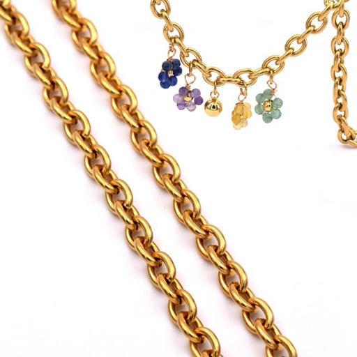 Buy Chain oval mesh Golden steel not welded 8x6x1.5mm (50cm)