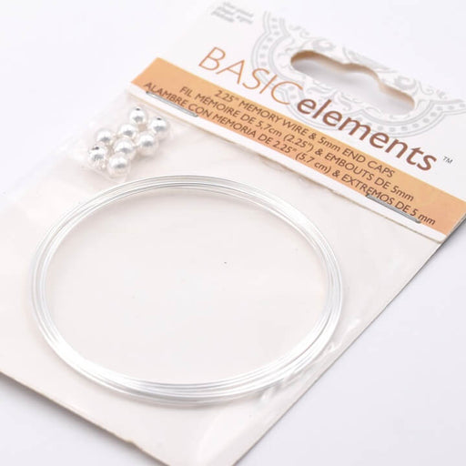 Buy Memory wire bracelet silver-plated steel 57mmx0.51mm with 8 beads 5mm(1)