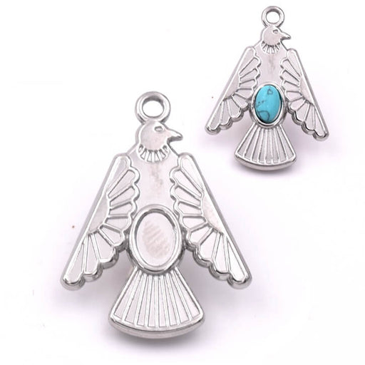 Buy Eagle pendant 29mm stainless steel for 6x4mm cabochon - Hole: 2mm (1)