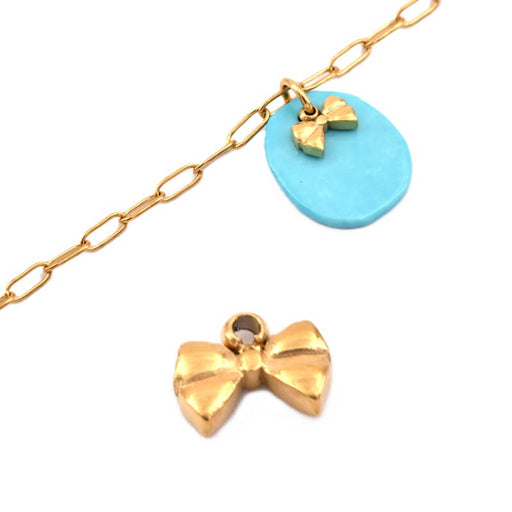 Buy Knot - bow tie Charm Pendant in Golden stainless steel 5x6mm - Hole: 1mm (1)