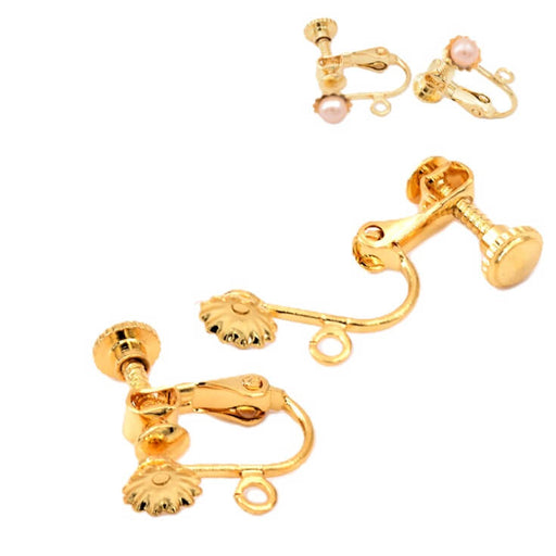 Clip-on earrings Golden stainless steel 15mm - 1 pair
