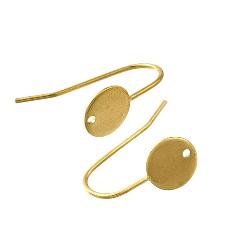 Buy Earring hook and 8mm tray - Golden steel Hole: 1mm (2)