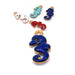 Seahorse charm with BLUE enamel - Golden stainless steel - 10mm (1)