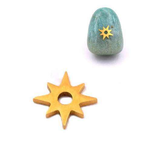 Buy Cabochon star bead - golden stainless steel 8mm - Hole: 1mm (1)