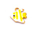Little fish pendant with yellow striped white enamel - Golden steel -12mm - Hole: 1mm (1)