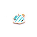 Little fish pendant with Turquoise striped white enamel - Golden steel -12mm - Hole: 1mm (1)