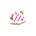 Little fish pendant with pink striped white enamel - Golden steel -12mm - Hole: 1mm (1)