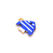 Little fish pendant with White striped blue enamel - Golden steel - 12mm - Hole: 1mm (1)