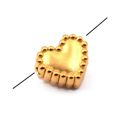 Buy Grooved Heart Bead Golden Stainless Steel 10x9mm - Hole: 1mm (1)