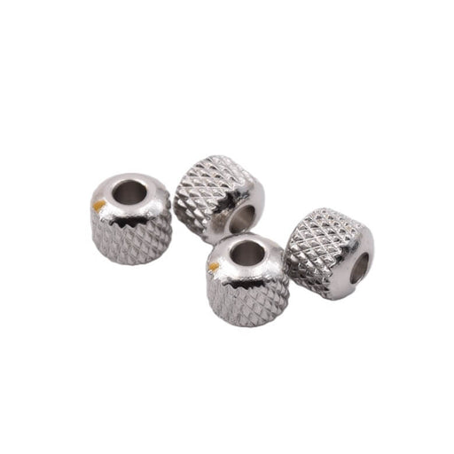 Diamond-Cut Tube Beads Stainless Steel - 6mm - Hole: 2mm (4)