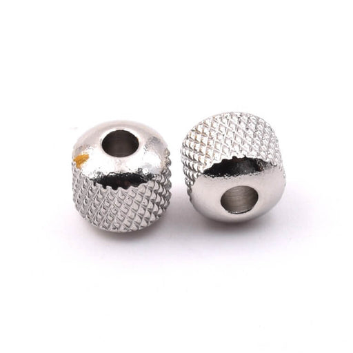 Diamond-Cut Tube Beads Stainless Steel - 8mm - Hole: 2mm (2)