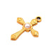 Cross pendant with pearl cabochon - Golden stainless steel - 19.5mm (1)