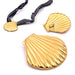 Scallop Shell Pendant 35mm - Golden Steel - Hole: 5x3mm (1)