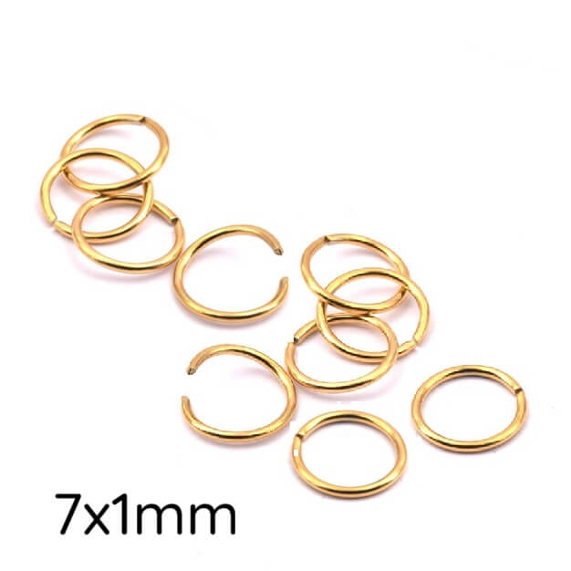 Jump rings 7x1mm - Long-lasting Golden stainless steel (10)
