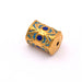 Tube bead - Golden stainless steel and blue enamel - 10x7mm - Hole: 1.2mm (1)