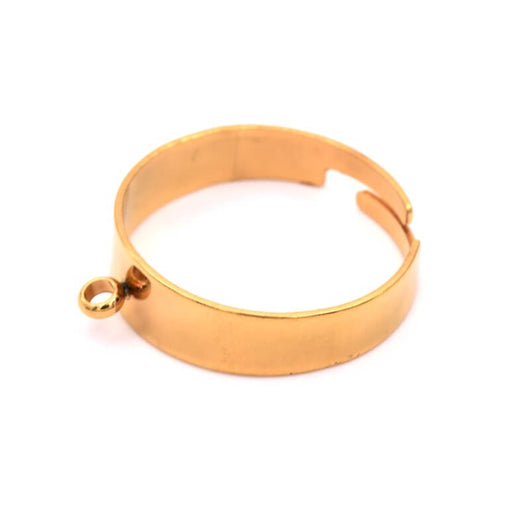 Adjustable ring - 18mm - Golden stainless steel and jump ring - Hole: 1mm (1)