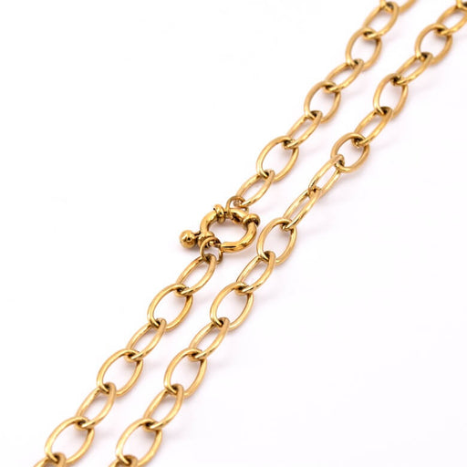 Necklace and Buoy Clasp - Golden Stainless Steel Oval Chain 41cm - 1mm (1)