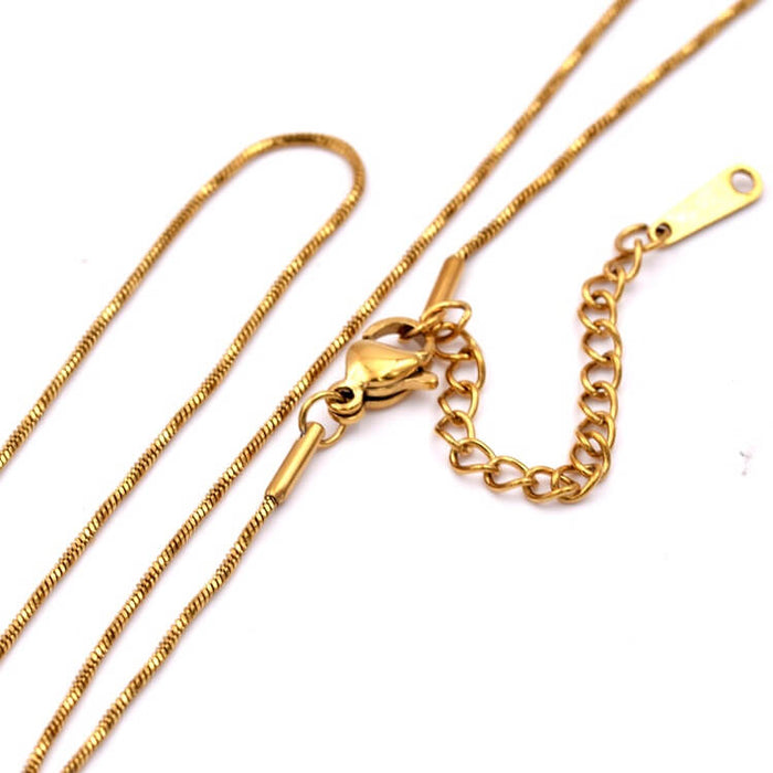 Twisted snake chain necklace - Gold-en stainless steel - 40+6cm - 1mm (1)