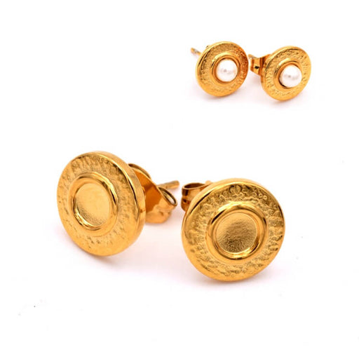 Buy Round Post Earrings for 4mm Cabochons - Golden Steel (2)