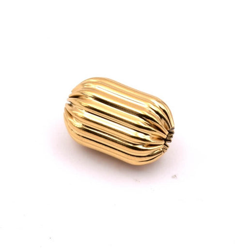 Buy Grooved tube bead in golden stainless steel - 12x8mm (1)