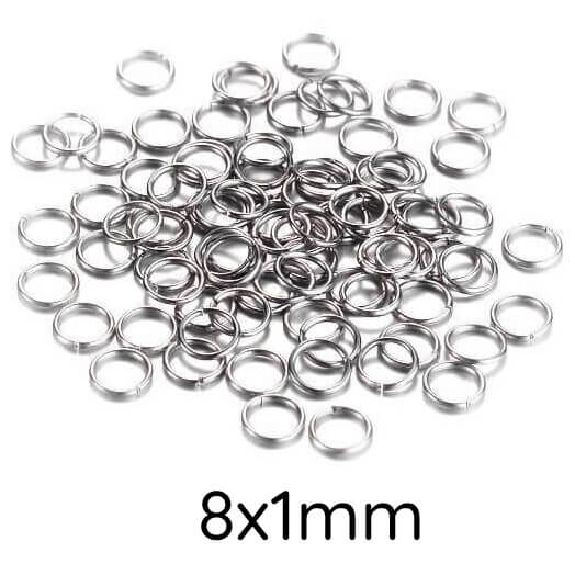 Jump rings - Stainless steel - 8x1mm (10)
