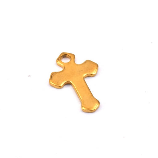 Cross pendant golden stainless steel - 15x10mm - Hole: 1.2mm (1)