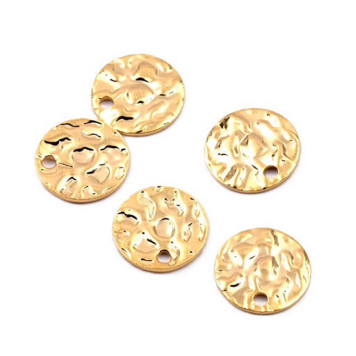 Medal pendant golden stainless steel 10mm - Hole: 1mm (5)