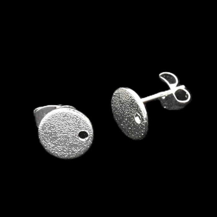 Stardust textured silver-plated steel earrings - 8mm disc (2)