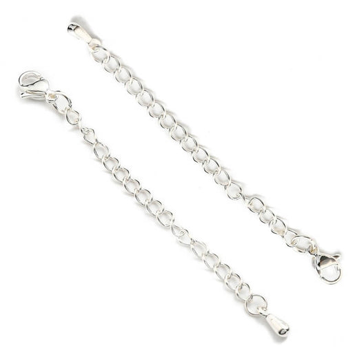 Lobster clasp and 5cm extension chain- silver color stainless steel (1)