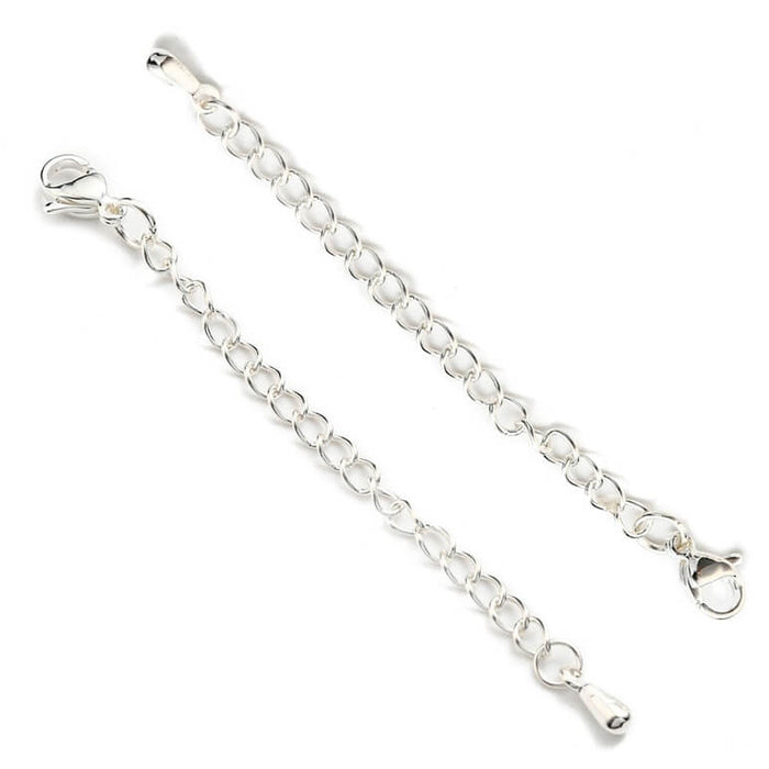 Lobster clasp and 5cm extension chain- silver color stainless steel (1)