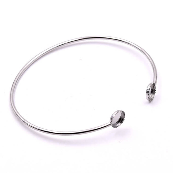 Oval bangle bracelet 55mm - stainless steel for 6mm cabochon (1)