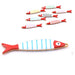 Fish pendant with light blue enamel stripes Golden steel 40x8mm (1)