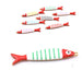 Fish pendant with green enamel stripes - Golden steel 40x8mm (1)