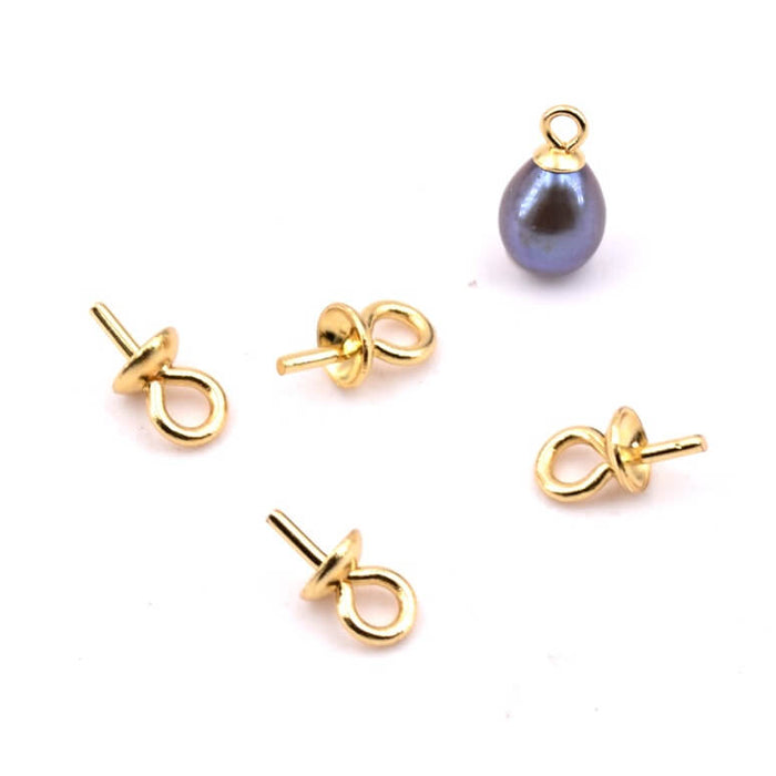 Screw eye for half-drilled beads - Goldensteel - 6x3mmx0.7mm (4)