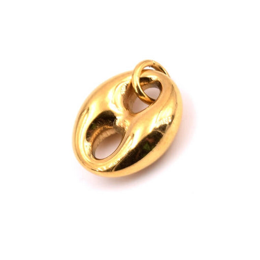 Coffee bean charm pendantGold-tone stainless steel - 15x13mm with jump ring (1)