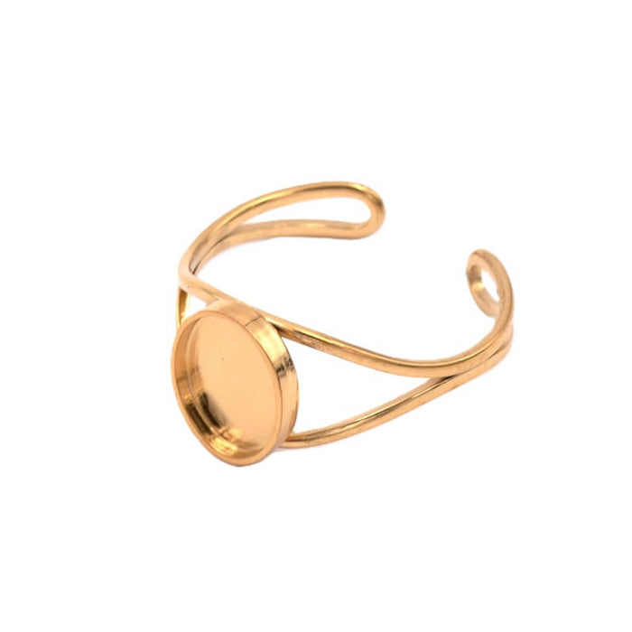 Ring Golden stainless steel for 8x6mm oval cabochon (1)