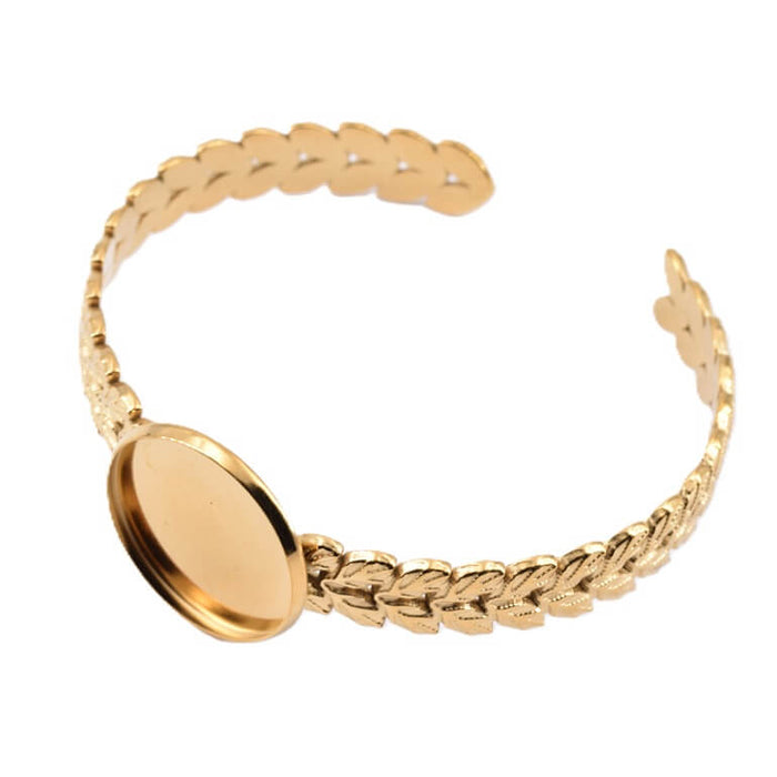 Laurel bangle for 20mm cabochon - Gold-tone stainless steel - 60mm (1)