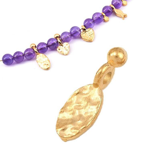 Ball and oval pendant bead - Golden steel - 15mm - Hole: 1.8mm (1)