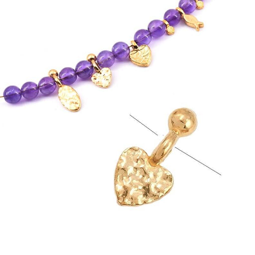 Ball and heart pendant bead - Golden steel - 12mm - Hole: 1.8mm (1)