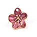 Flower pendant - Golden stainless steel and purple enamel - 24mm (1)