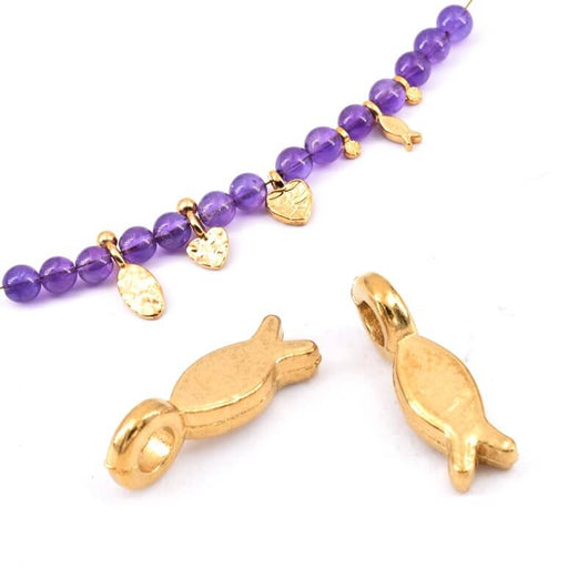 Tiny charm fish - Gold-tone stainless steel - 7mm (2)