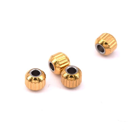 Buy Rondelle bead golden Stainless steel 4x3.5mm - Hole: 1.6mm (4)