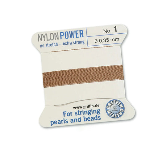 Buy Beige nylon thread NYLONPOWER 0.35mm x 2m with needle (1)
