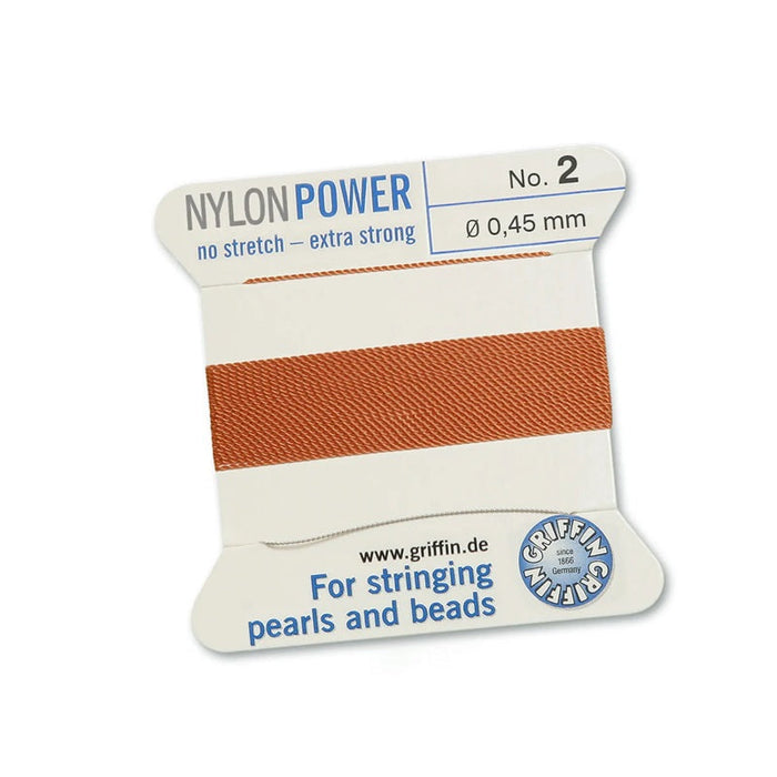 Carnelian red nylon thread NYLONPOWER 0.45mm x 2m with needle (1)