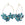 Beads wholesaler Blue floral earrings on golden steel hoops (1 pair)