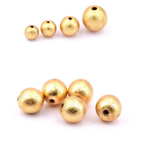Buy Round wooden bead gilded with gold leaf 13mm - Hole: 3mm (5)