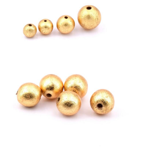 Round wooden bead gilded with gold leaf 13mm - Hole: 3mm (5)