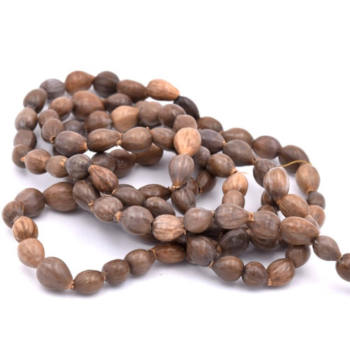 Seed bead brown-grey - Job's teardrop - 6-9x4-6mm - Hole: 0.5mm (1 strand - 80cm)
